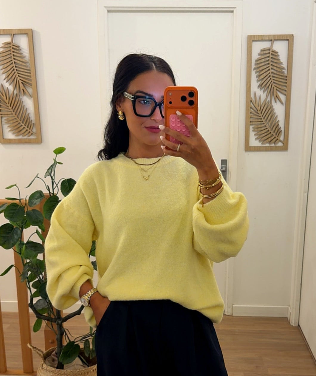 Pull Oversize Doux – Jaune Pastel
