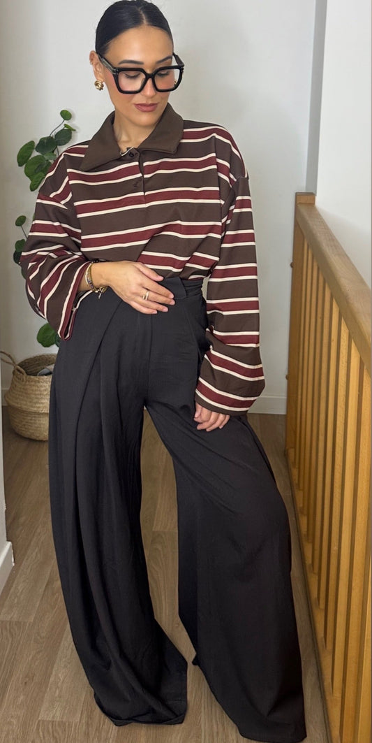 Pantalon oversize à plis chocolat