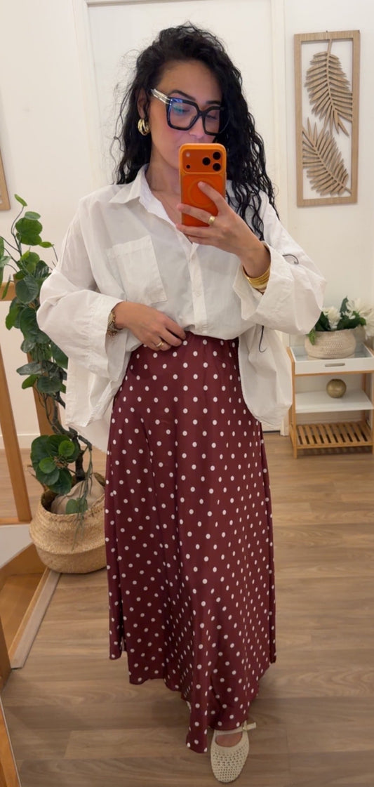 Jupe Longue Pois bordeaux
