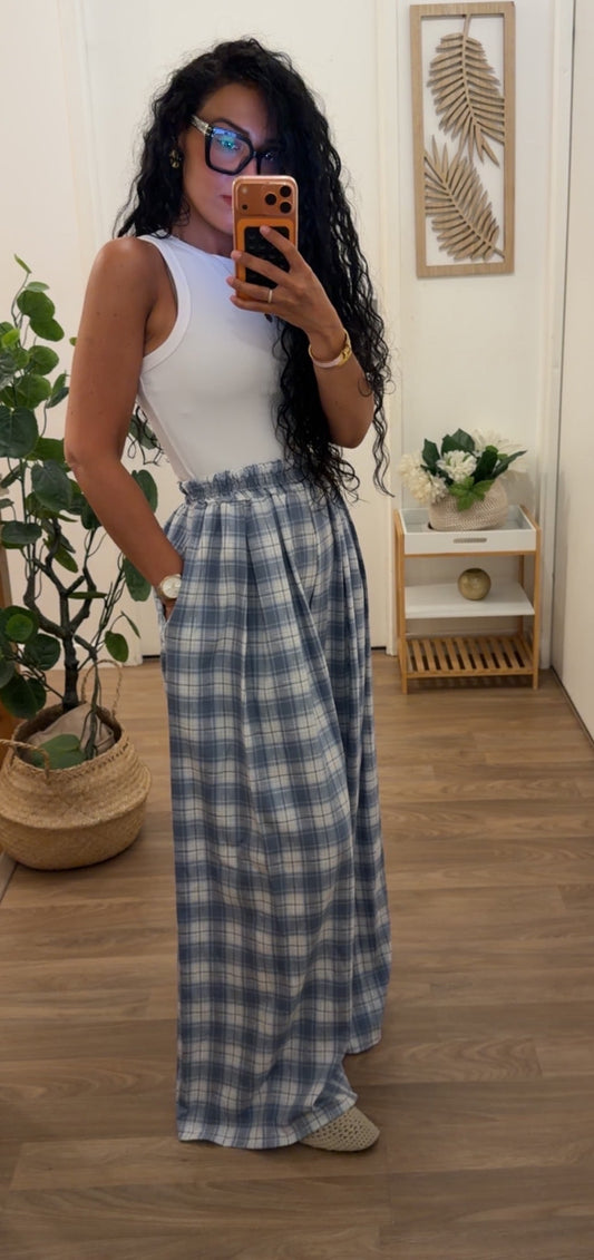 Pantalon Vichy Bleu Jean