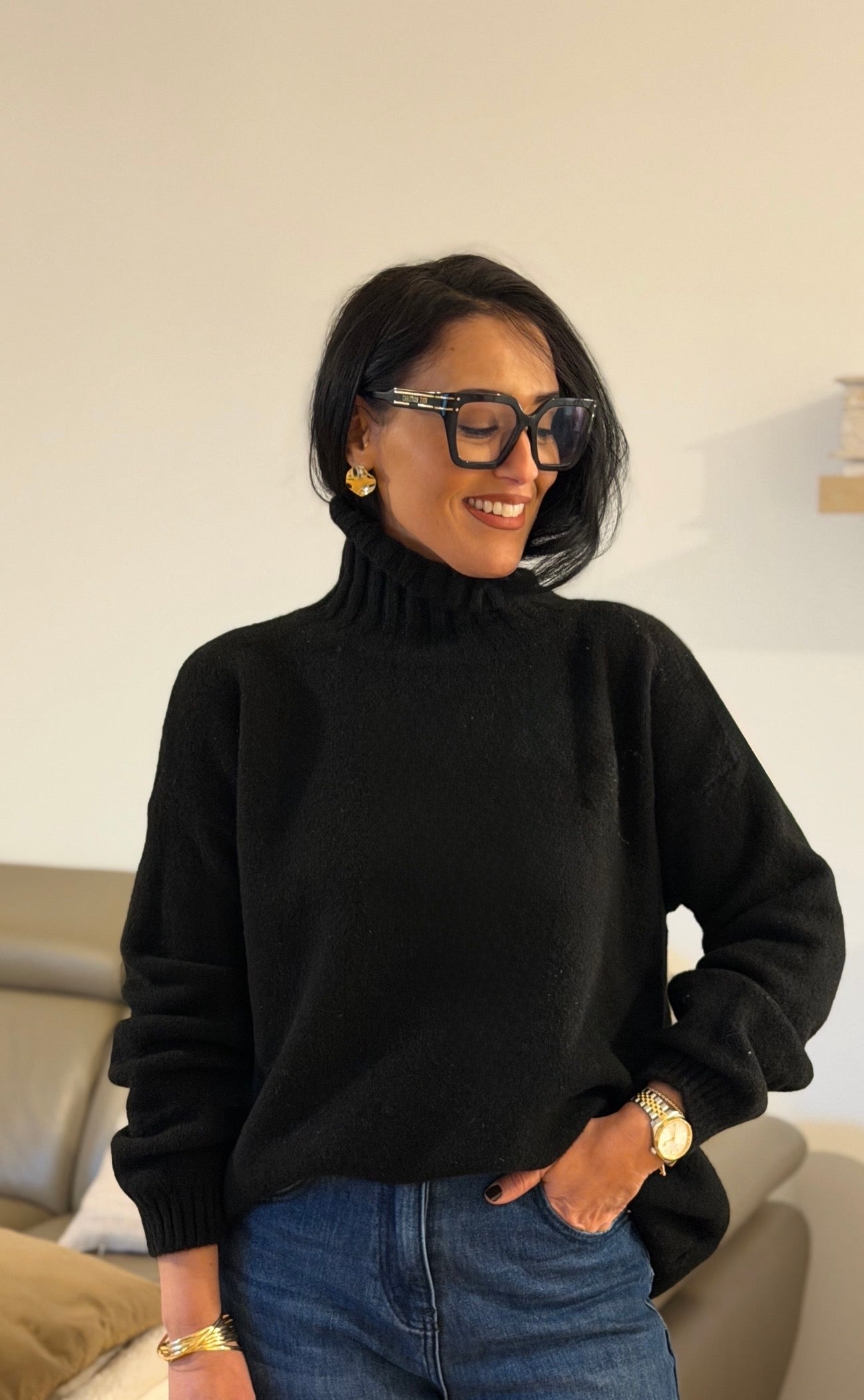 Pull à col montant Noir