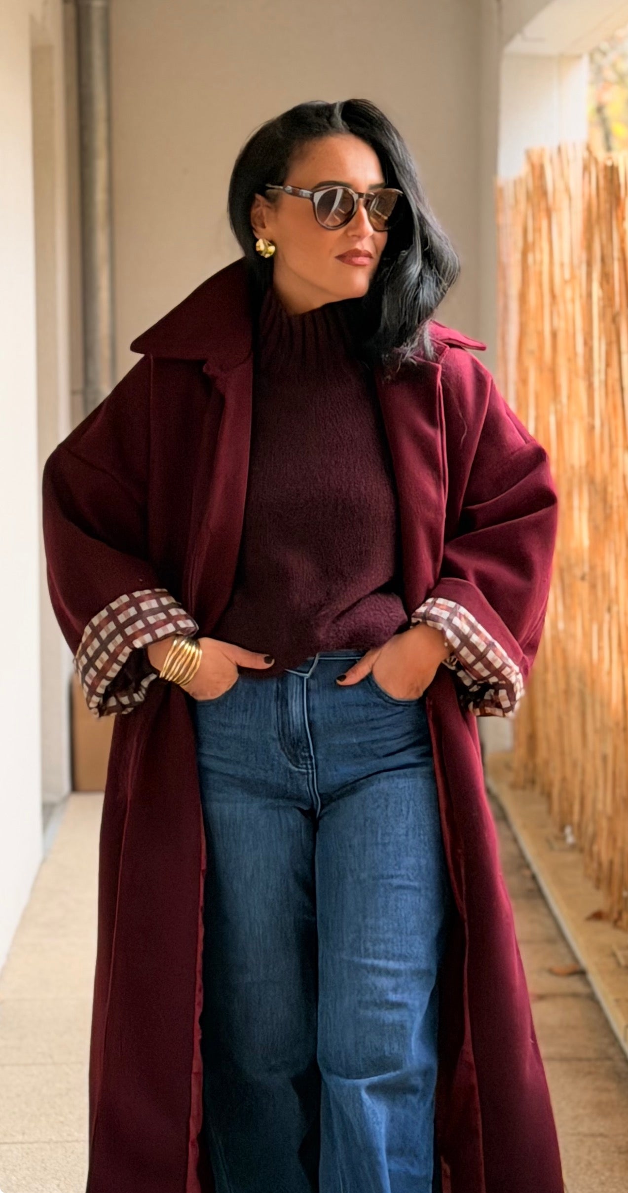 Pull à col montant Bordeaux