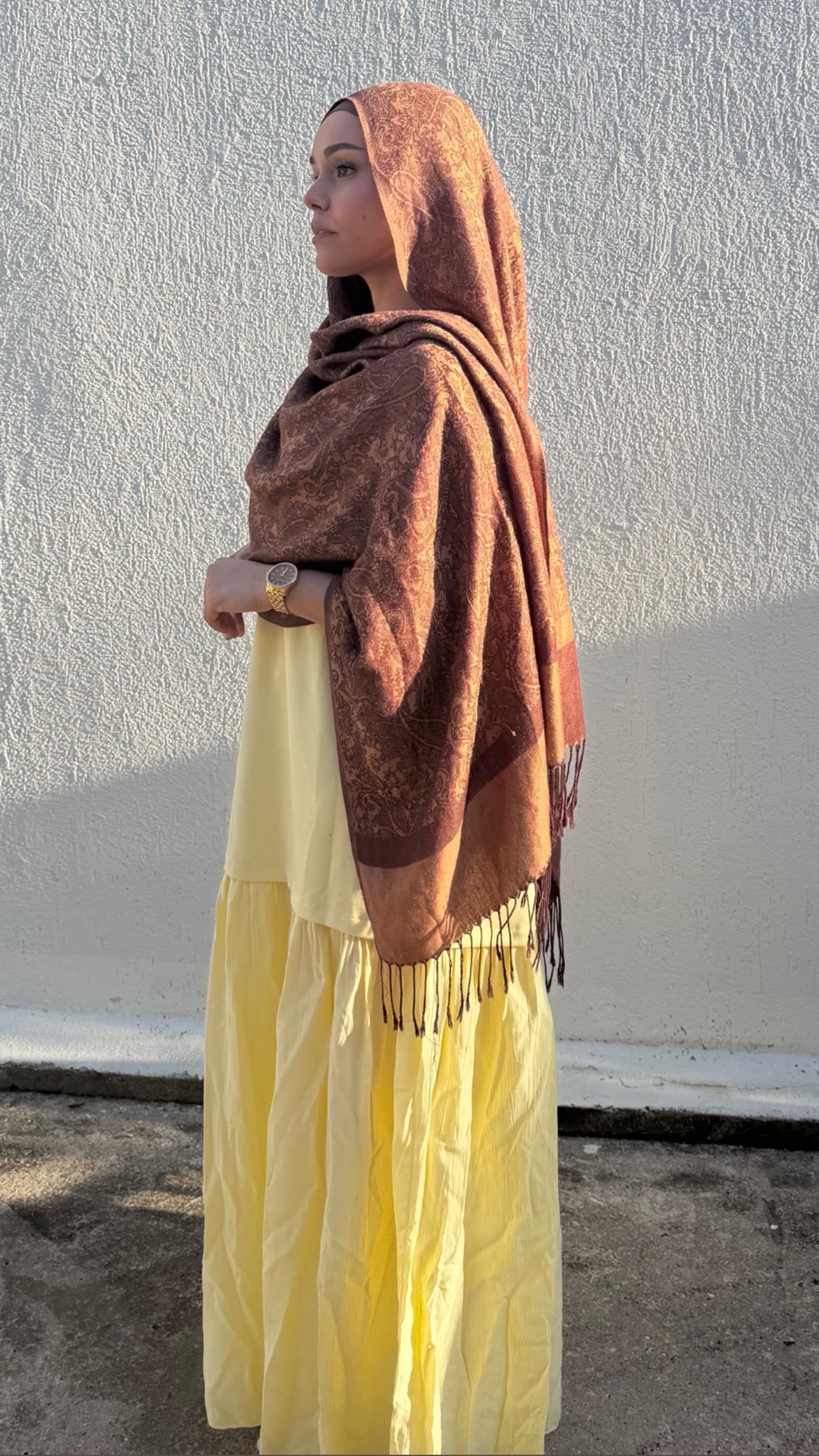 Robe longue fluide oversize jaune