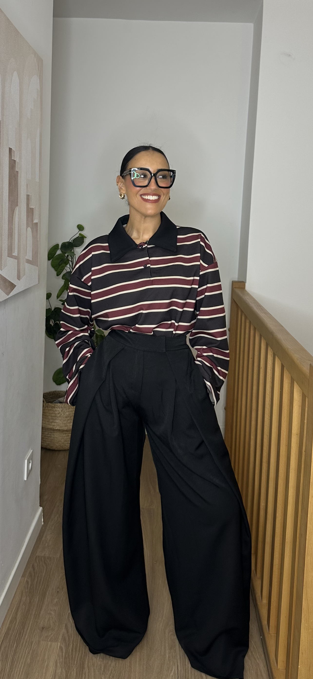 Pantalon oversize à plis Noir