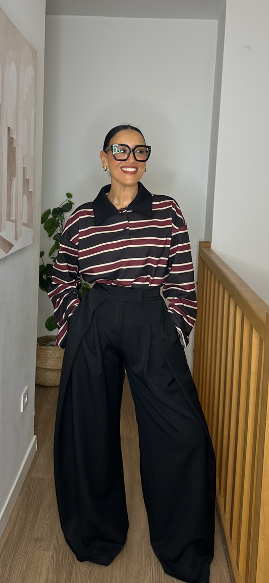 Pantalon oversize à plis Noir