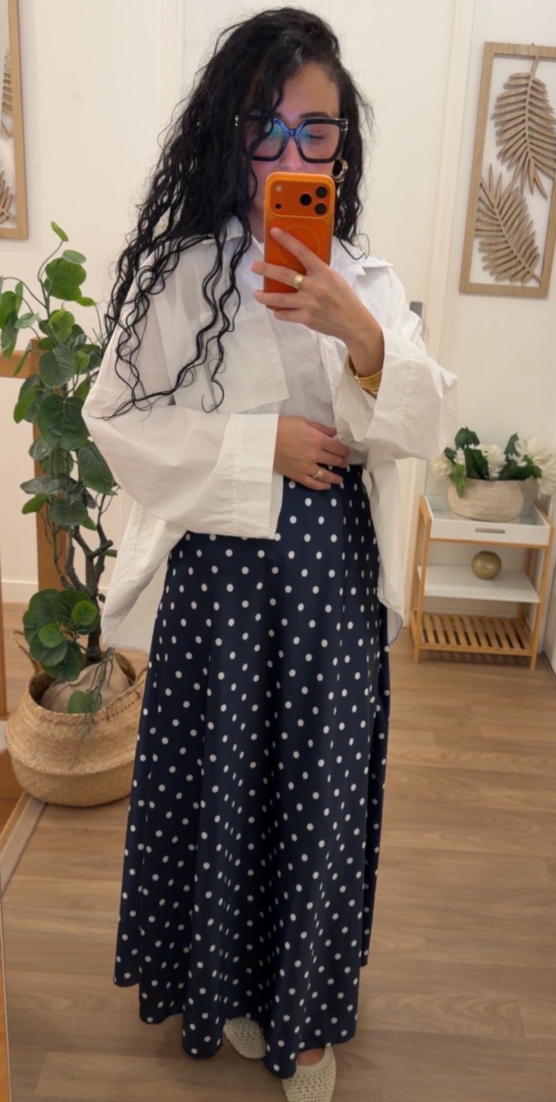 Jupe Longue Pois Navy