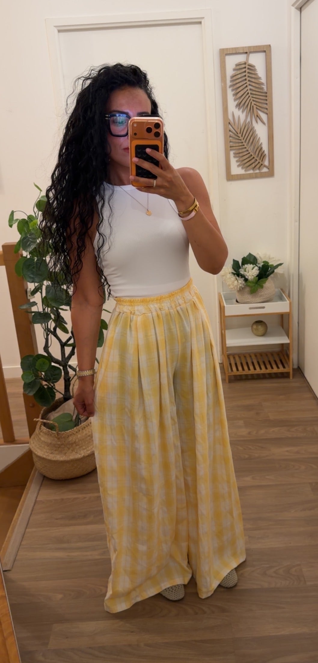 Pantalon Vichy Jaune