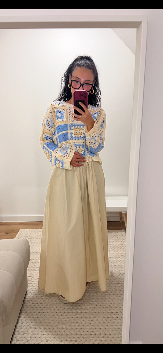 Haut Crocheté Géométrique Bleu