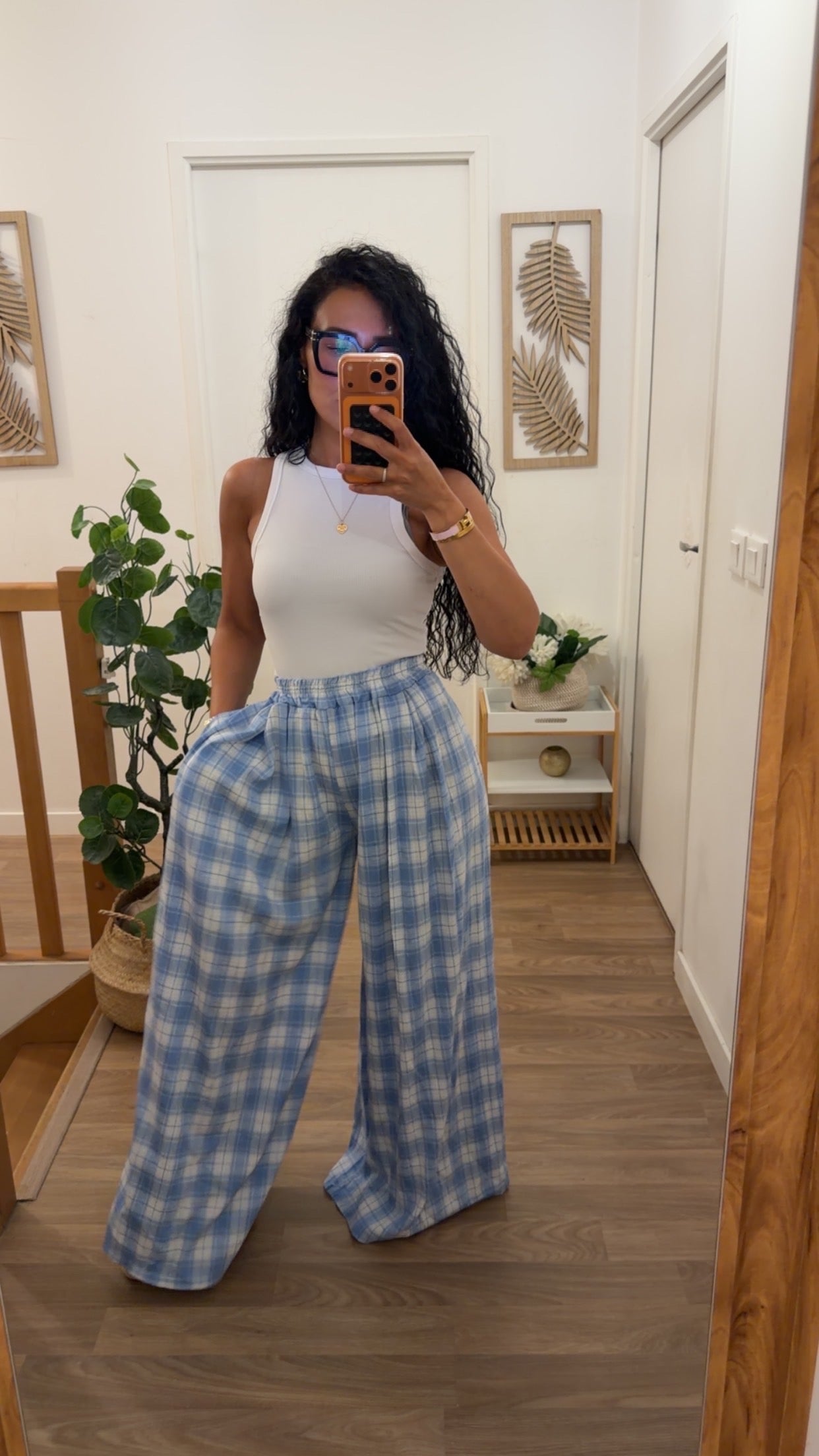 Pantalon Vichy Bleu