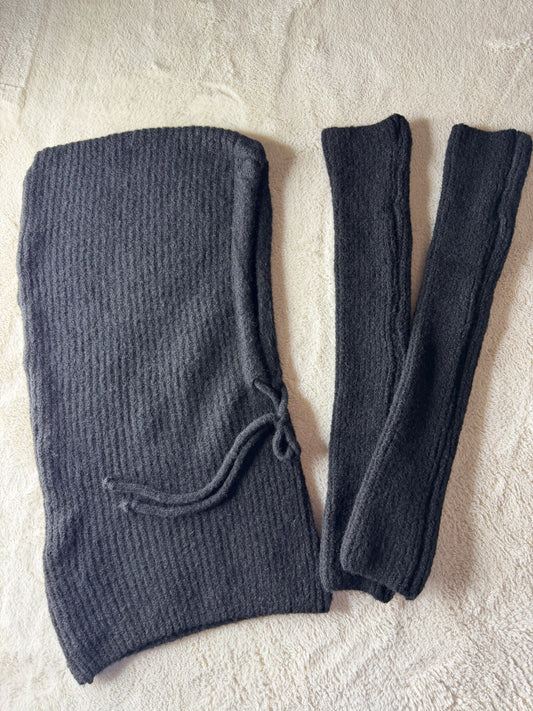 Set hiver cagoule + mitaines en maille