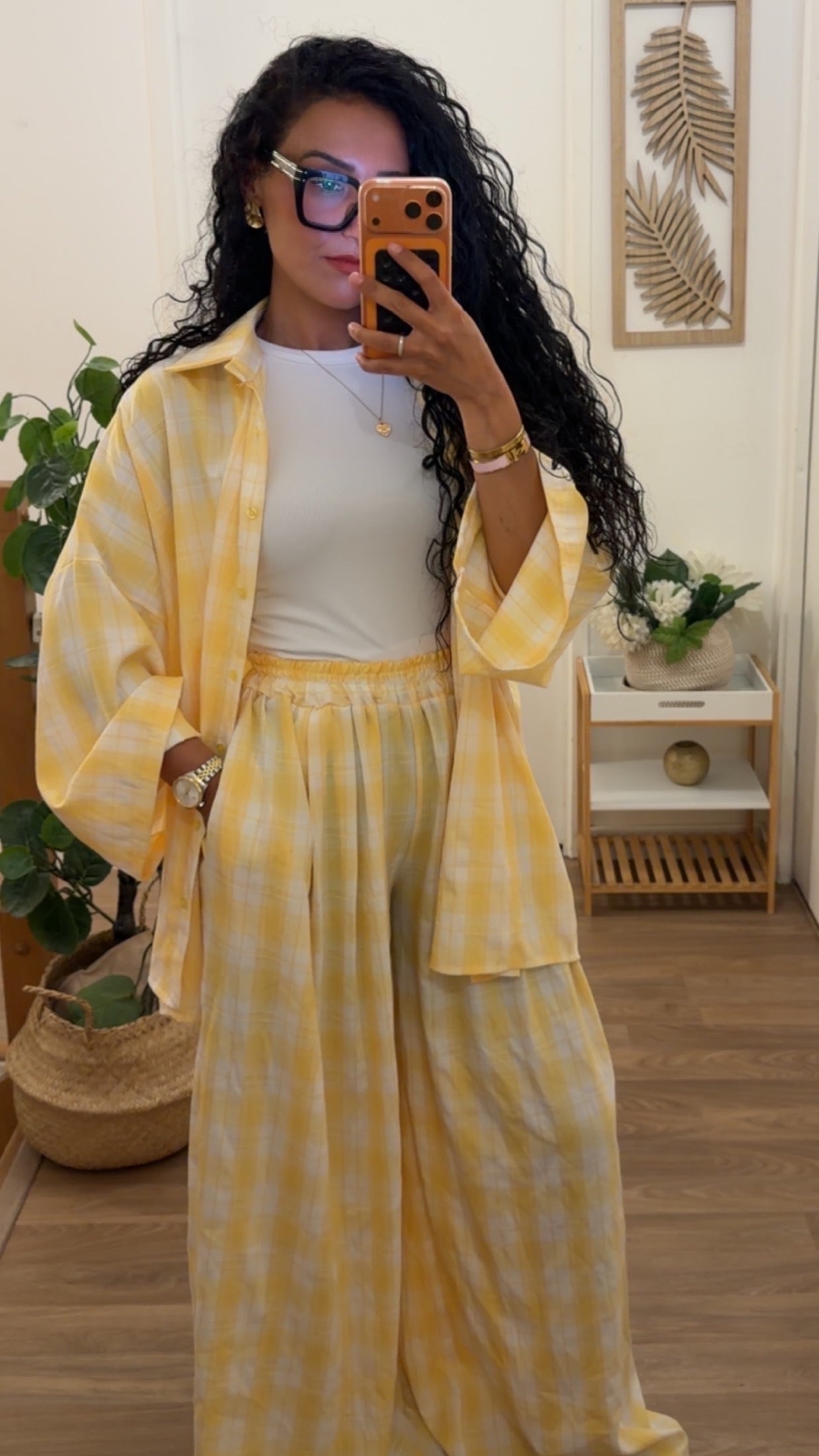 Pantalon Vichy Jaune