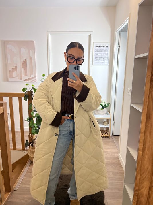 Manteau Oversize Élégant - Beige Doux