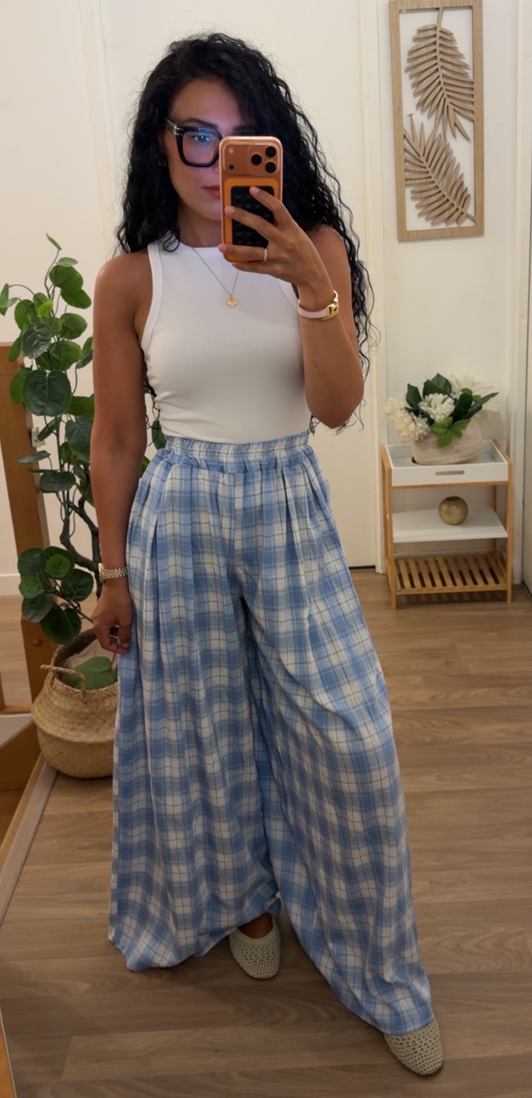 Pantalon Vichy Bleu