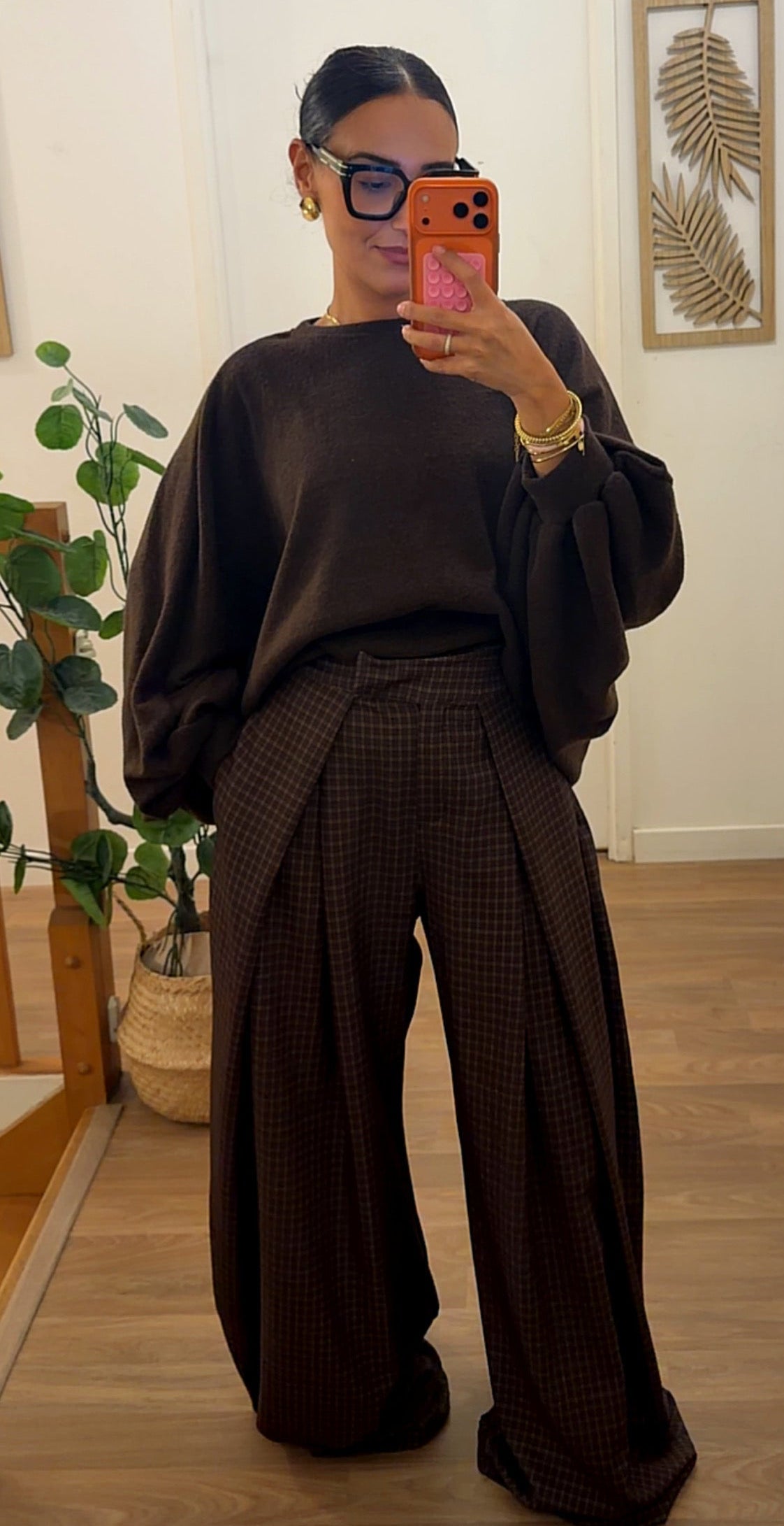 Pantalon Palazzo à Carreaux
