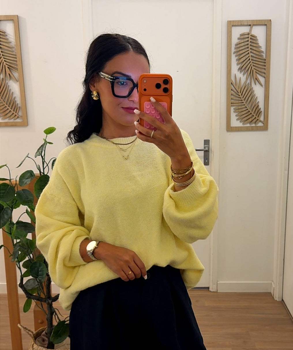 Pull Oversize Doux – Jaune Pastel