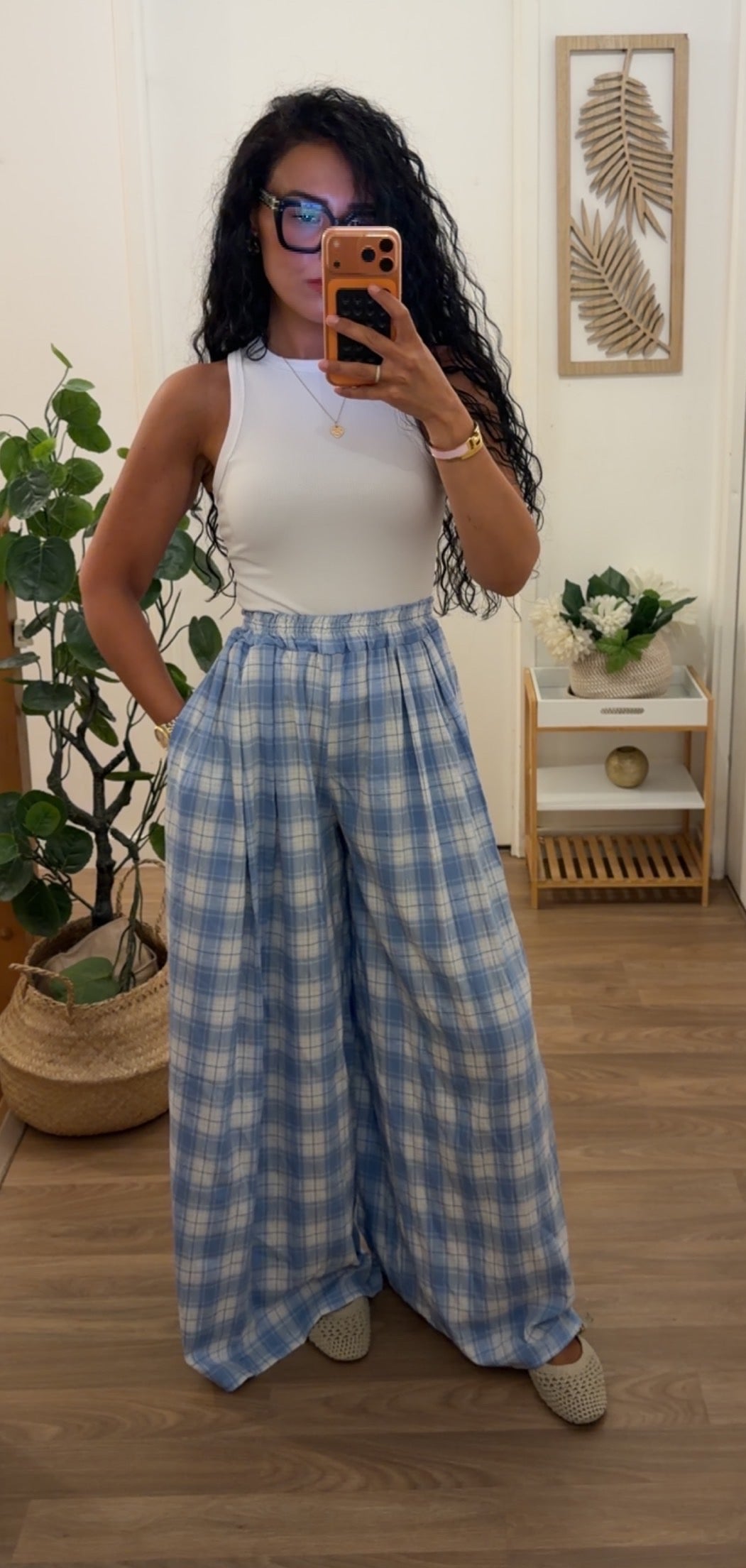 Pantalon Vichy Bleu