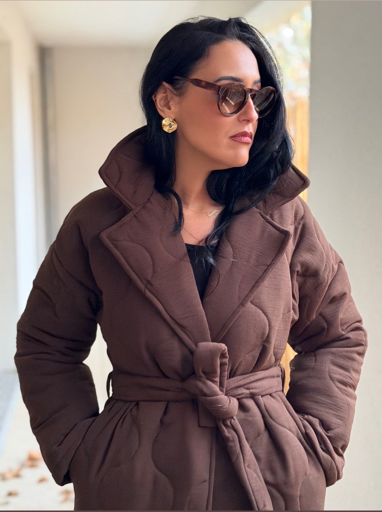 Manteau Matelassé Marron