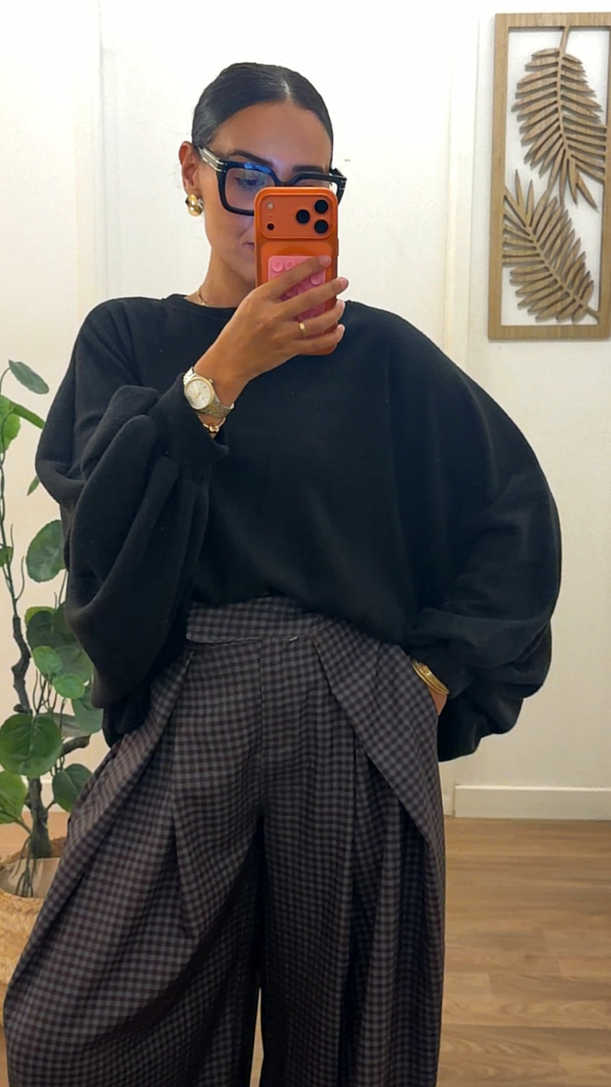 Pantalon Palazzo à Carreaux