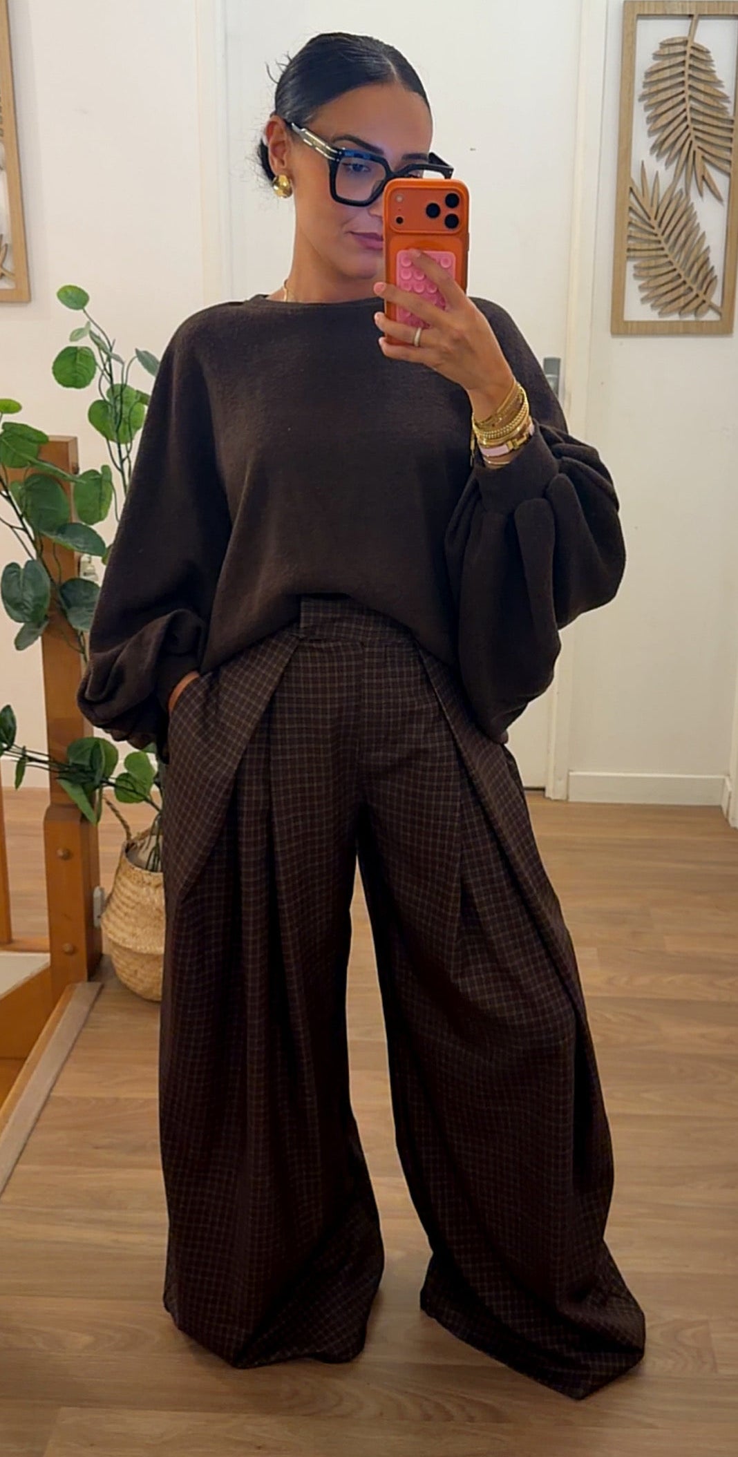 Pantalon Palazzo à Carreaux