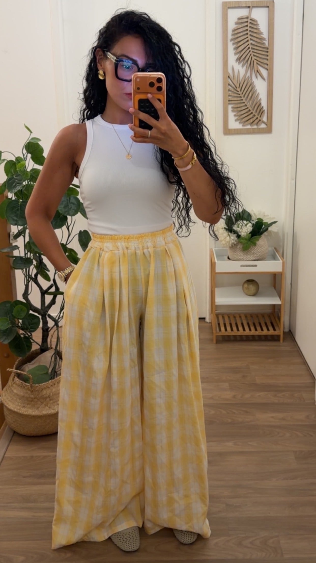 Pantalon Vichy Jaune