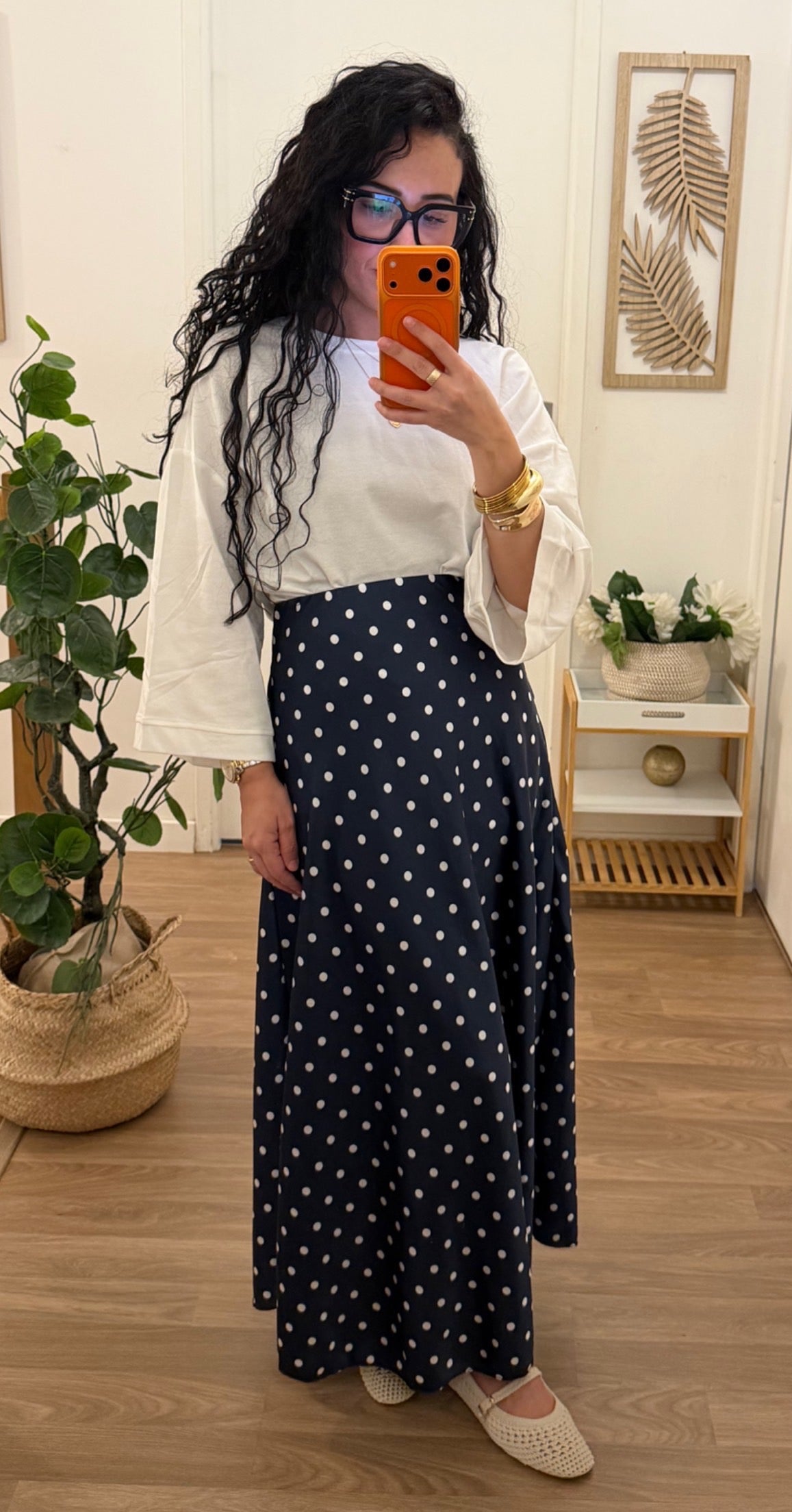 Jupe Longue Pois Navy