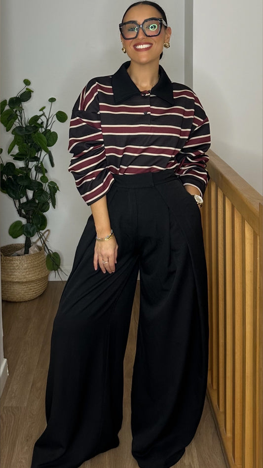 Pantalon oversize à plis Noir