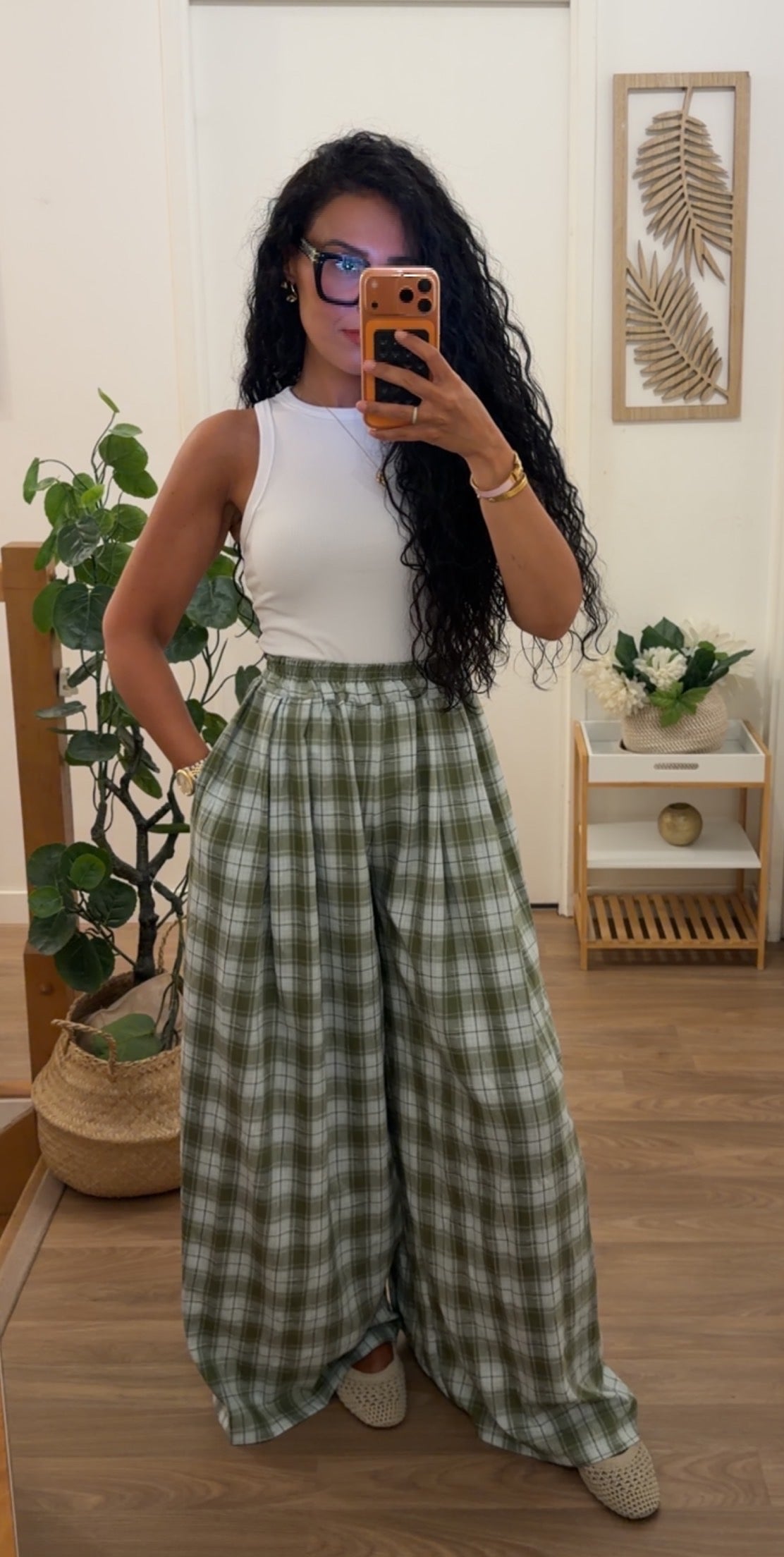 Pantalon Vichy Vert