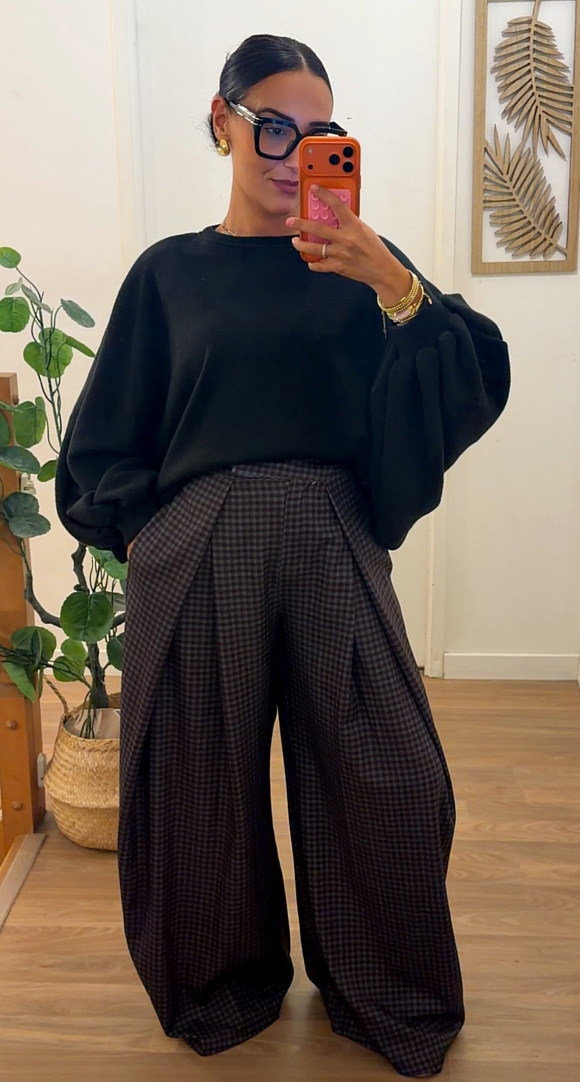 Pantalon Palazzo à Carreaux