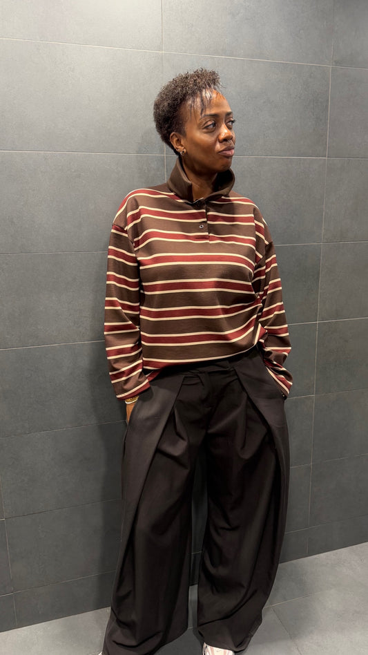 Pantalon oversize à plis chocolat