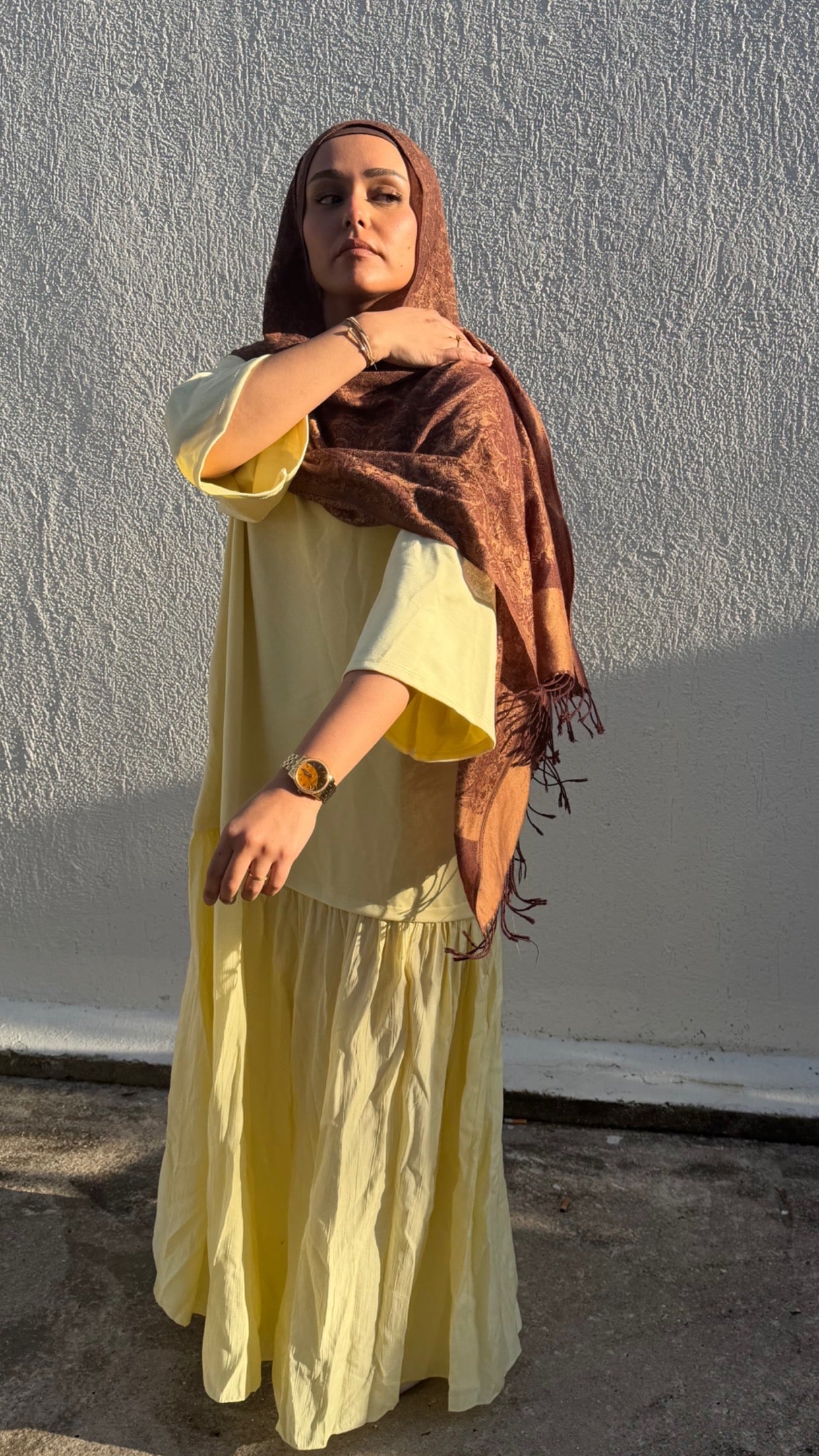 Robe longue fluide oversize jaune