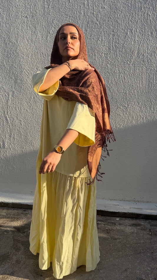 Robe longue fluide oversize jaune